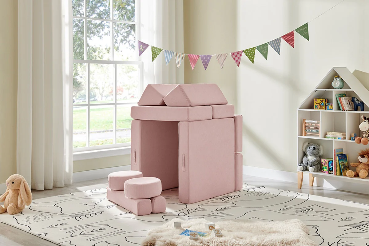 Ovela 14 Piece Double Kids Play Sofa Pink Modular Set - Image 3