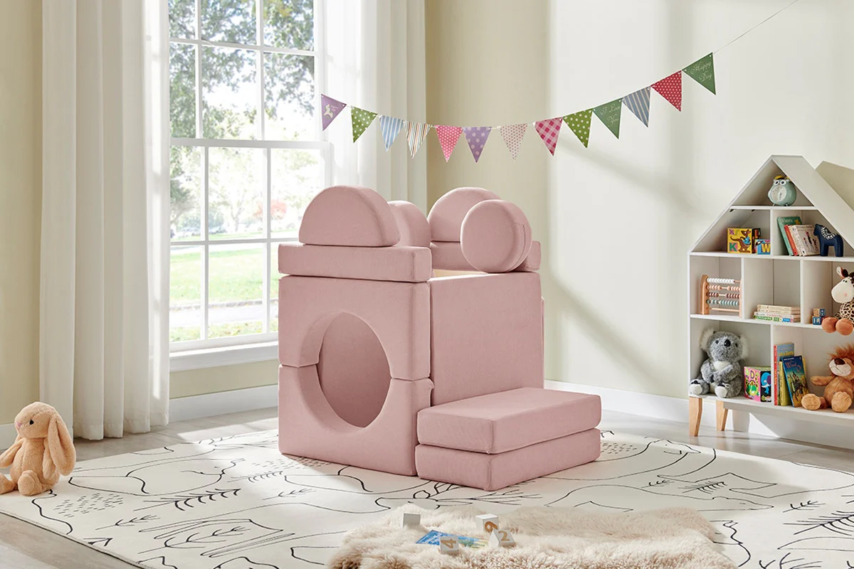 Ovela 14 Piece Double Kids Play Sofa Pink Modular Set - Image 4