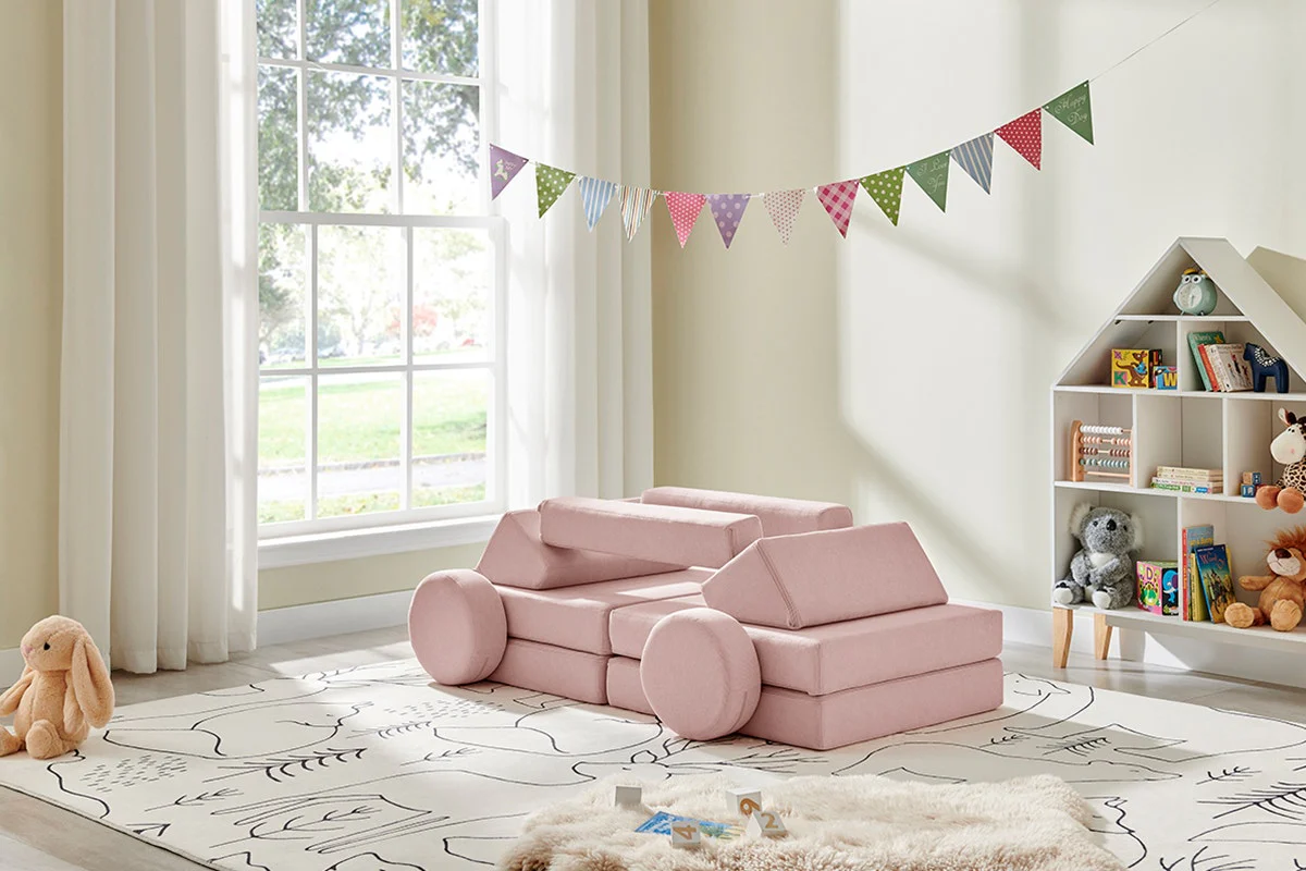 Ovela 14 Piece Double Kids Play Sofa Pink Modular Set - Image 5