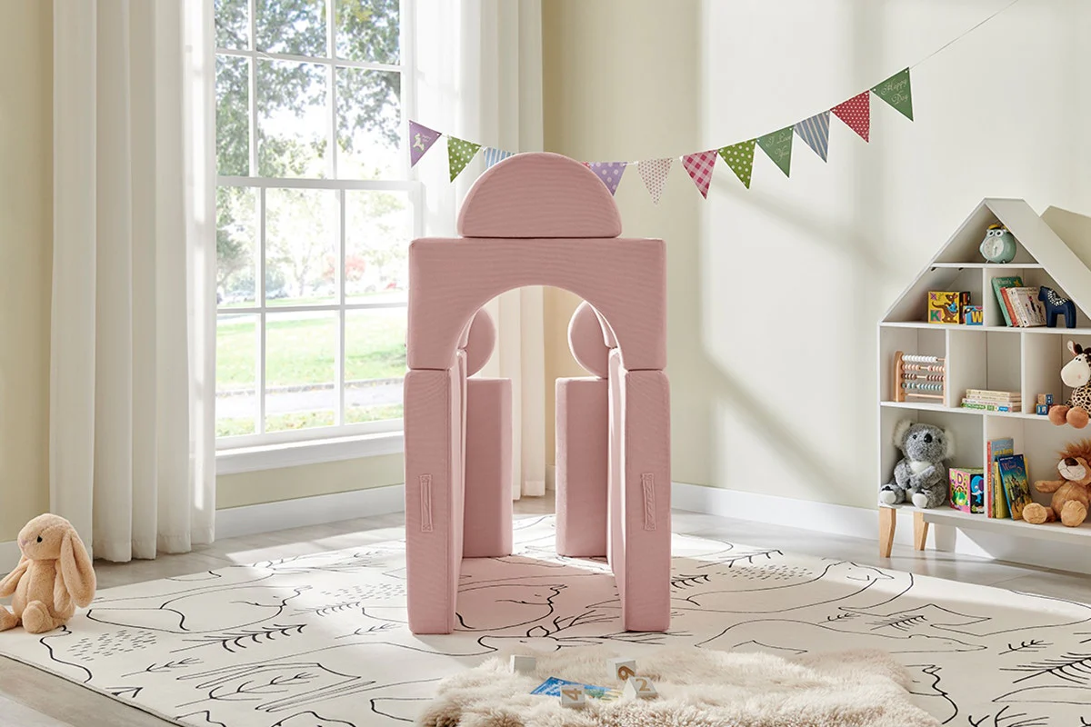 Ovela 14 Piece Double Kids Play Sofa Pink Modular Set - Image 7