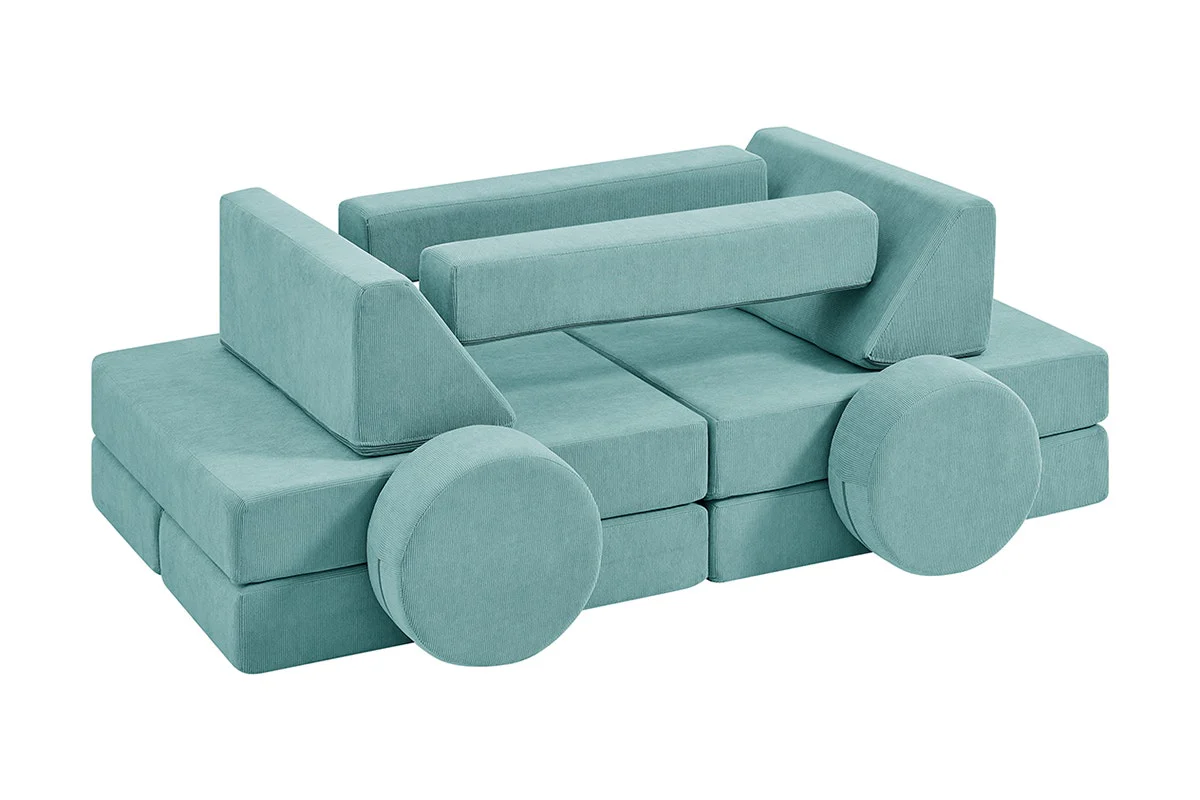 Ovela 14 Piece Double Kids Play Sofa Sage Green Modular Set - Image 11