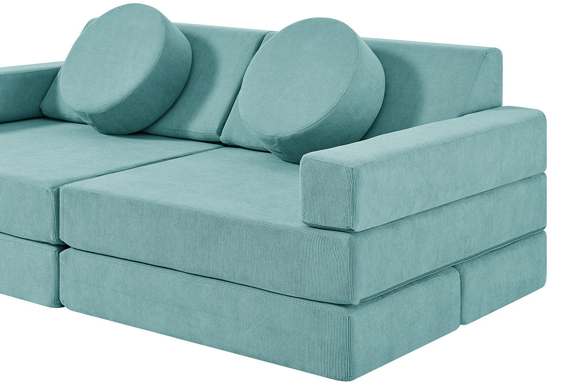 Ovela 14 Piece Double Kids Play Sofa Sage Green Modular Set - Image 17