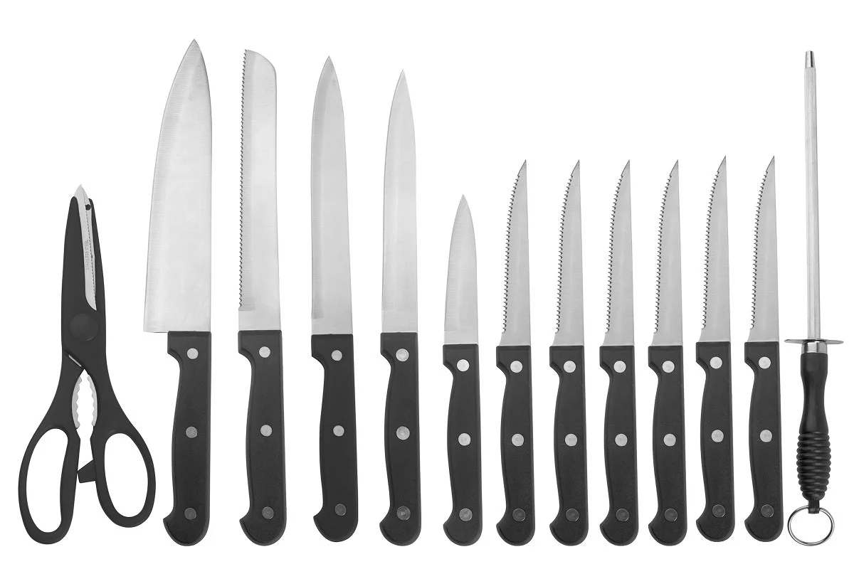 Ovela 14 Piece Knife Block Set Stainless Steel with Wooden Block - Image 11