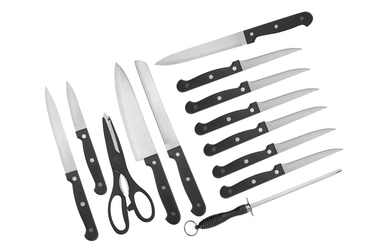 Ovela 14 Piece Knife Block Set Stainless Steel with Wooden Block - Image 12