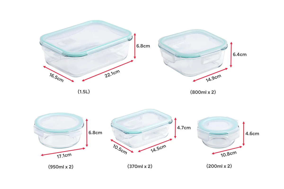 Ovela 9 Piece Glass Container Set Leak Proof Borosilicate - Image 9