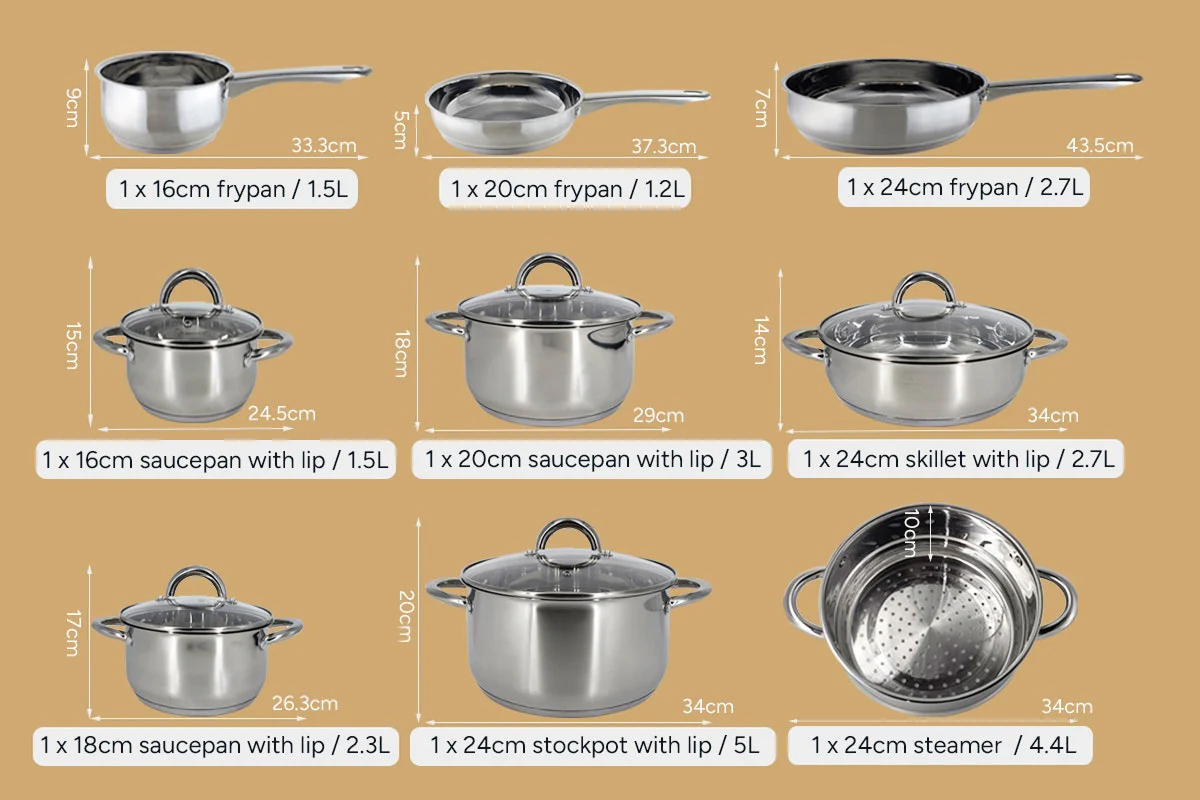 Ovela 9-Piece Stainless Steel Cookware Set for Effortless Cooking - Image 10