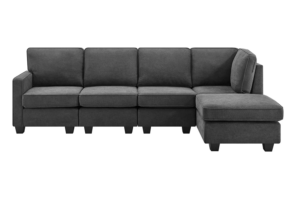 Ovela Atlas 5 Seater Modular Sofa Dark Grey Reversible Chaise - Image 2