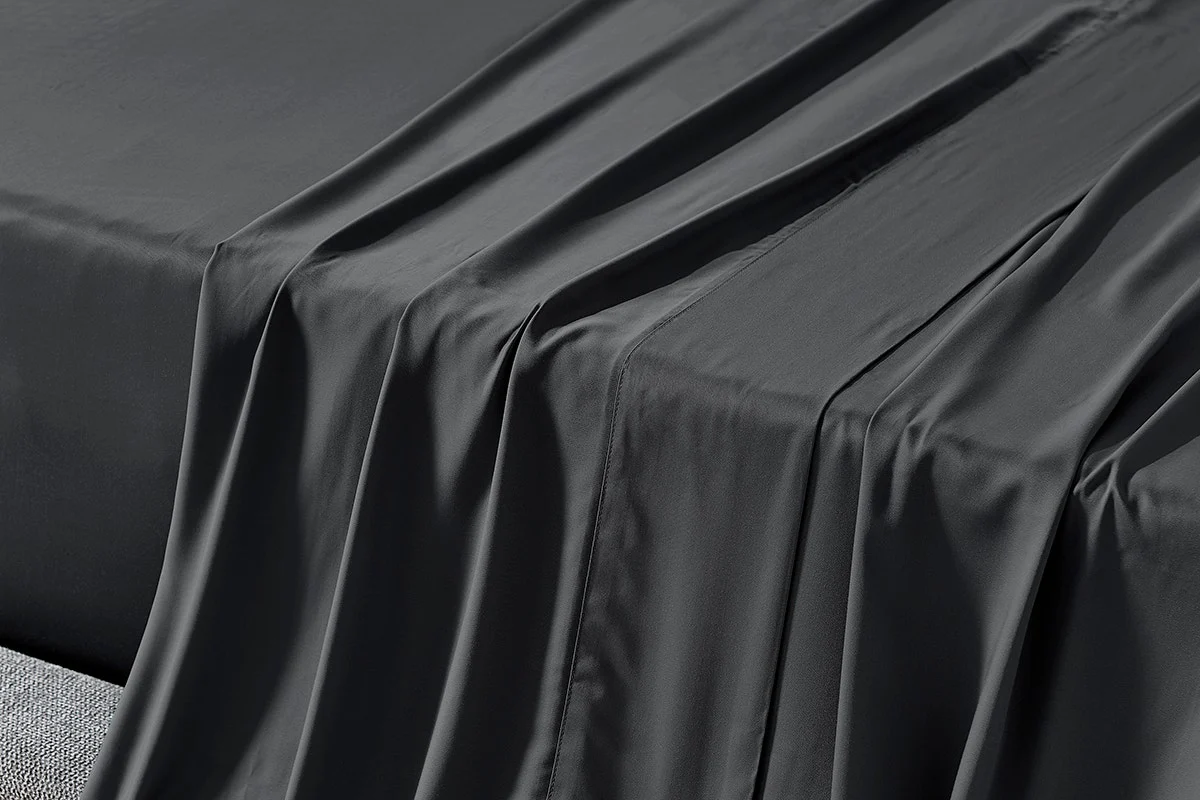 Ovela Bamboo Bed Sheet Set Charcoal King 100% Natural - Image 3