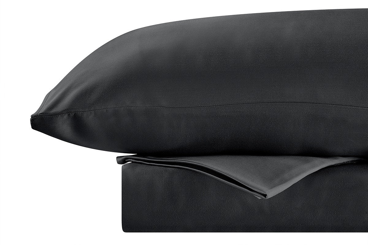 Ovela Bamboo Bed Sheet Set Charcoal King 100% Natural - Image 5