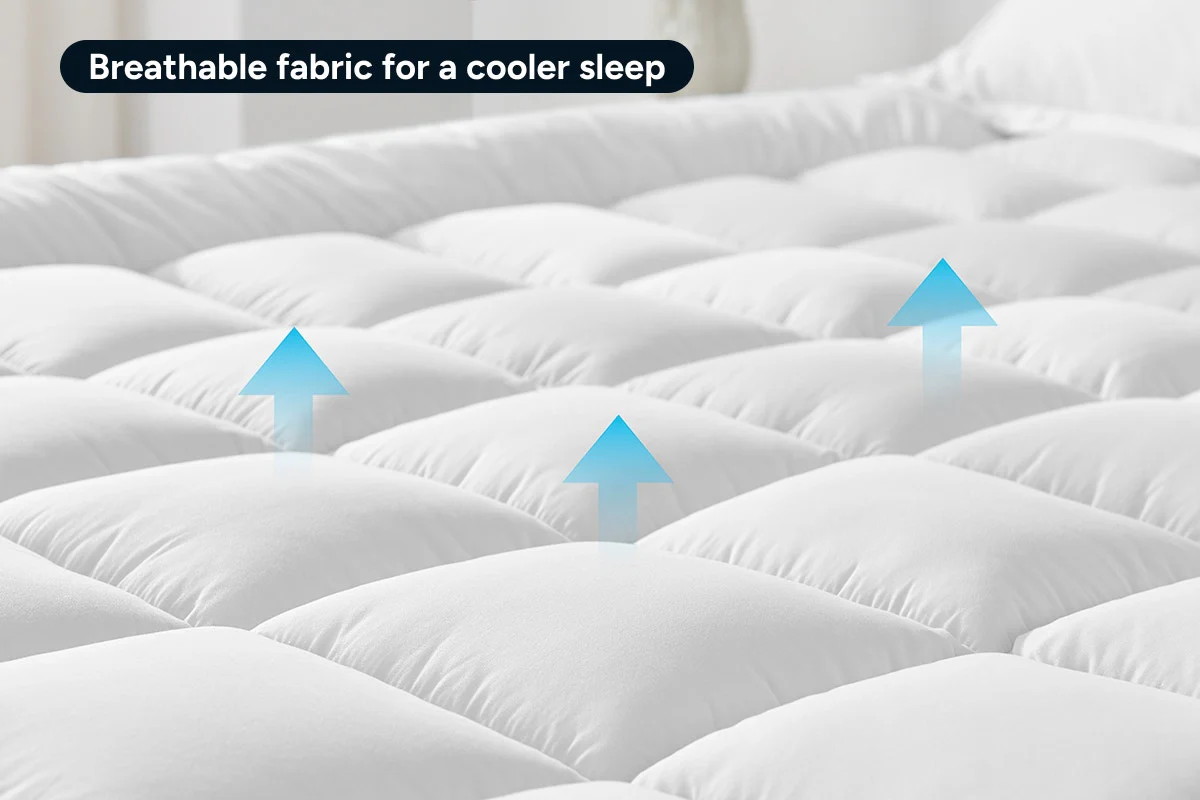 Ovela Bamboo Pillowtop Mattress Topper - Soft, Breathable Comfort - Image 4