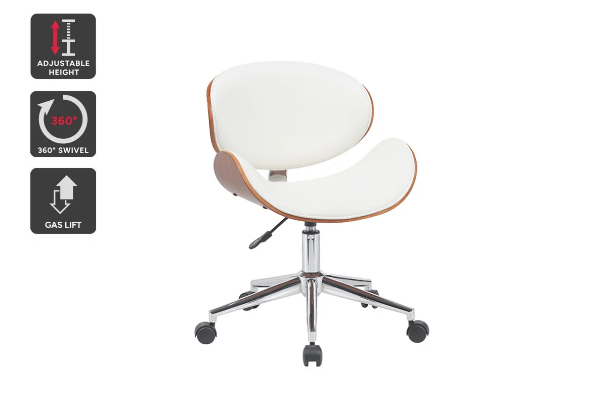Ovela Bentwood Office Chair White Walnut Height Adjustable Swivel
