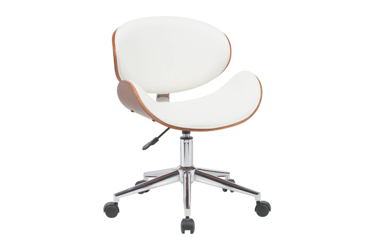 Ovela Bentwood Office Chair White Walnut Height Adjustable Swivel - Image 2
