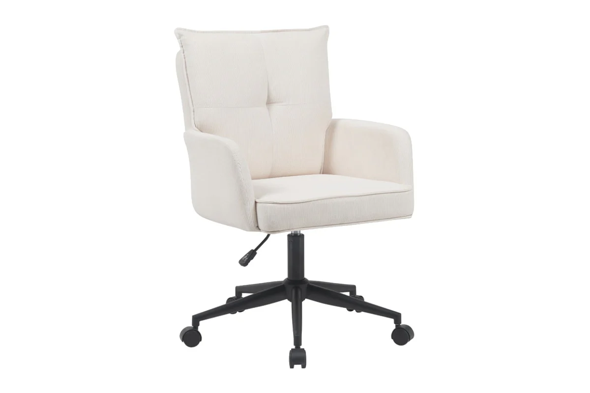 Ovela Betty Beige Fabric Office Chair with 360° Swivel Base - Image 2