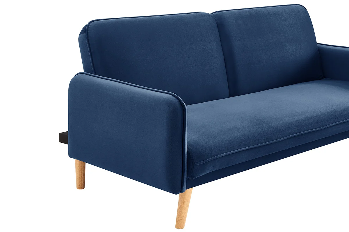 Ovela Chelsea 3 Seater Velvet Sofa Bed Navy Click Clack Lounge - Image 10