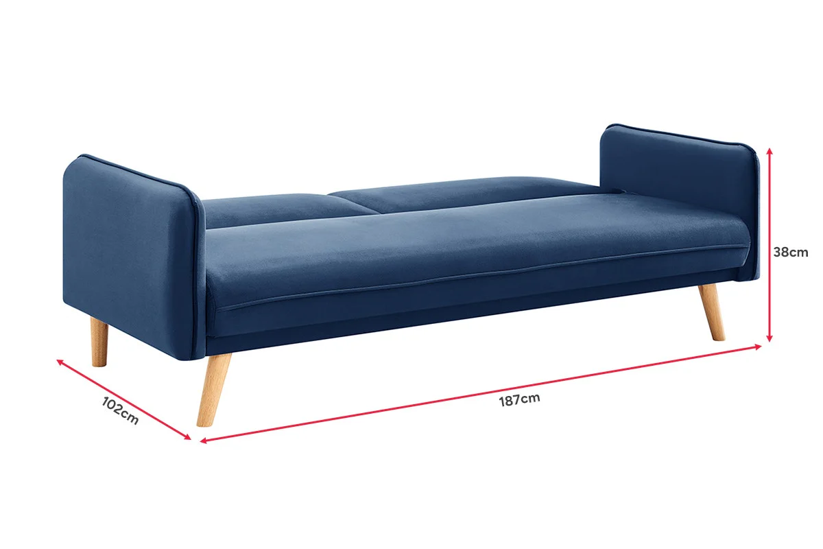 Ovela Chelsea 3 Seater Velvet Sofa Bed Navy Click Clack Lounge - Image 13