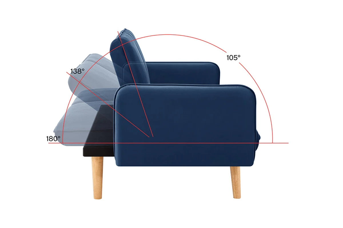 Ovela Chelsea 3 Seater Velvet Sofa Bed Navy Click Clack Lounge - Image 9