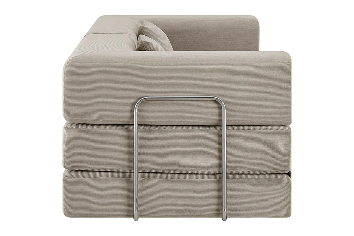 Ovela Mia 3 Seater Corduroy Sofa Bed Sand 4 in 1 Compressed - Image 6