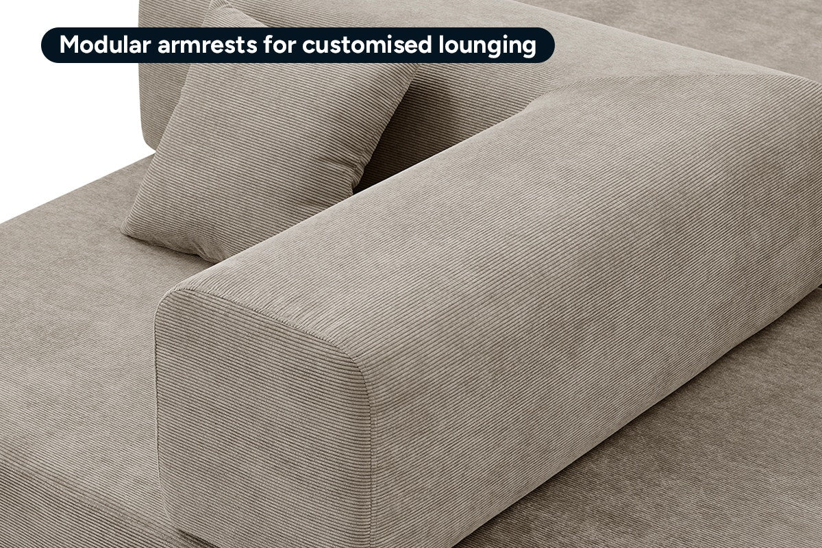 Ovela Mia 3 Seater Corduroy Sofa Bed Sand 4 in 1 Compressed - Image 9