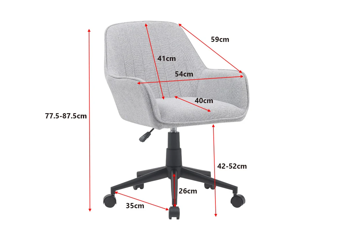 Ovela Milly Grey Fabric Office Chair - Adjustable & Comfortable Design - Image 13