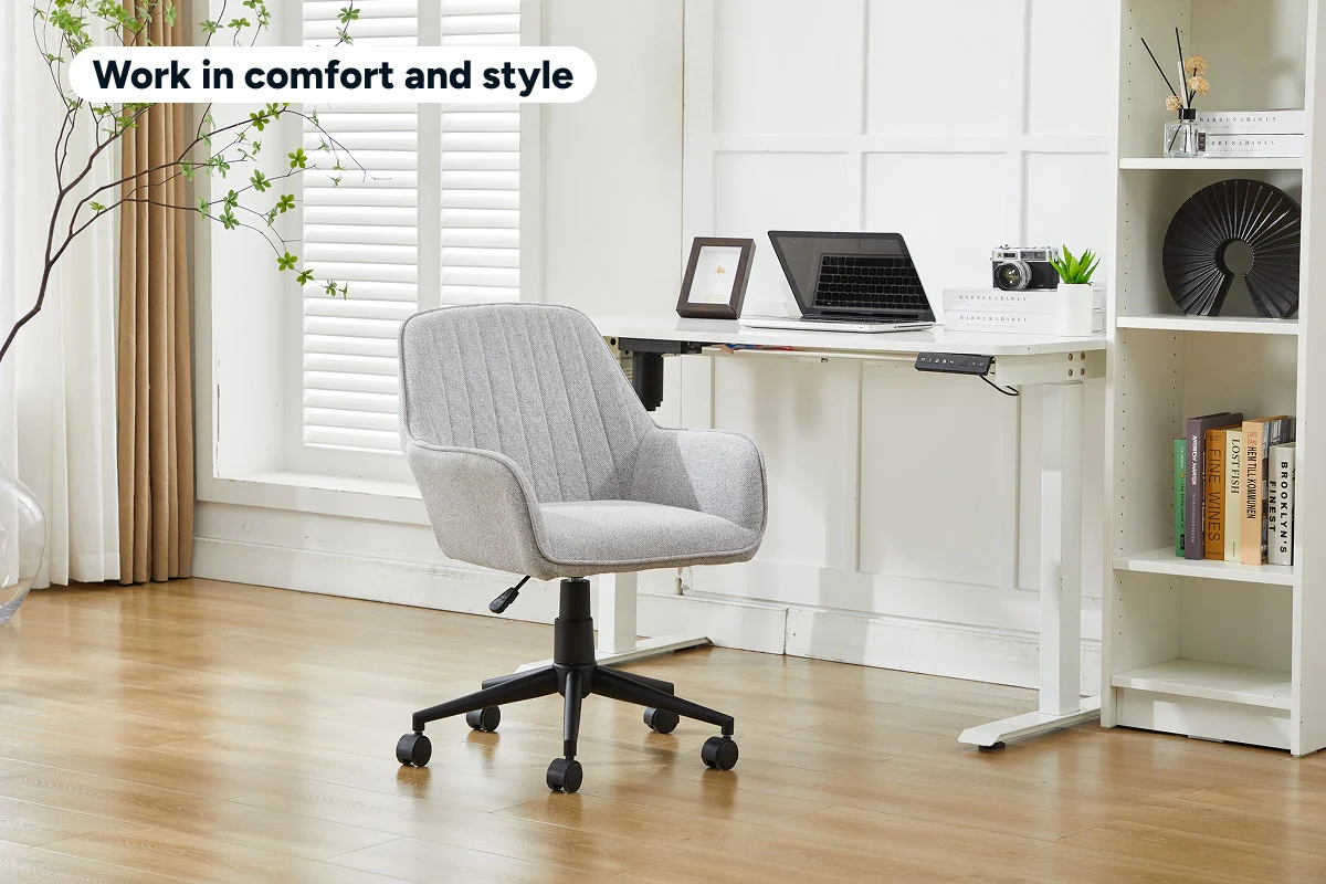 Ovela Milly Grey Fabric Office Chair - Adjustable & Comfortable Design - Image 3