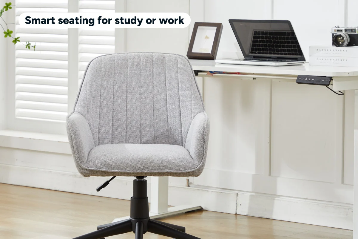 Ovela Milly Grey Fabric Office Chair - Adjustable & Comfortable Design - Image 4