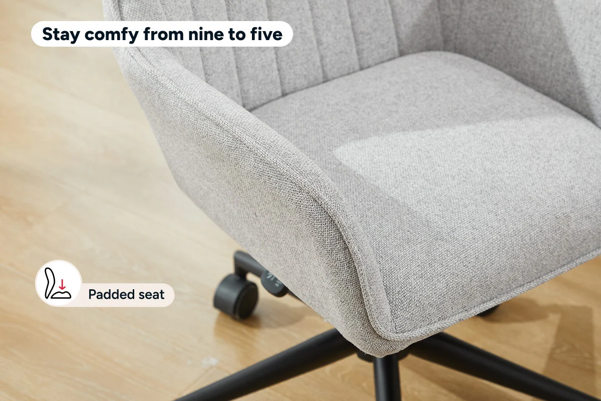 Ovela Milly Grey Fabric Office Chair - Adjustable & Comfortable Design - Image 5