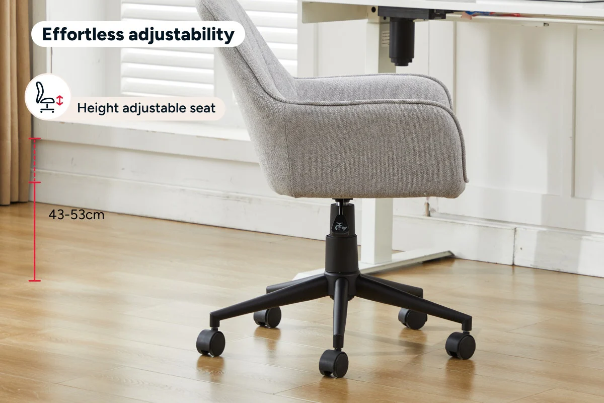 Ovela Milly Grey Fabric Office Chair - Adjustable & Comfortable Design - Image 7
