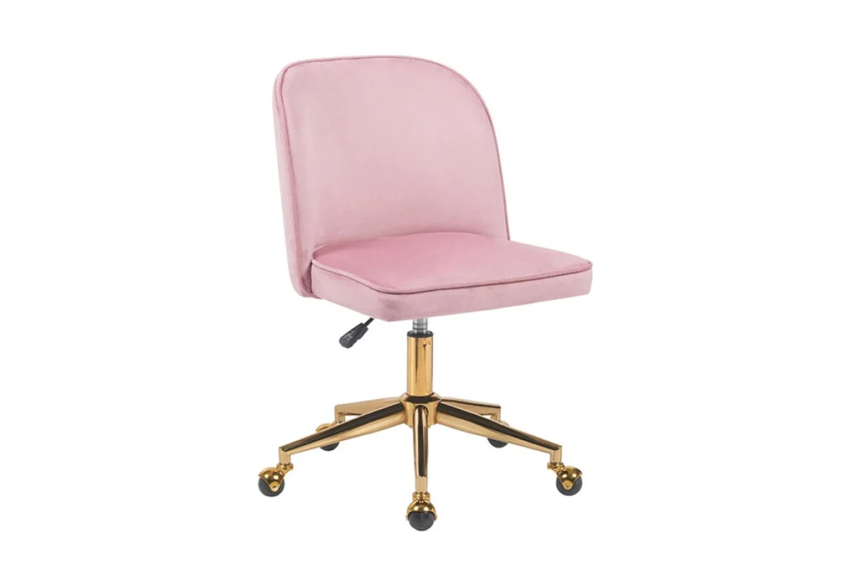 Ovela Monty Velvet Office Chair in Blush - Stylish & Adjustable Comfort - Image 2