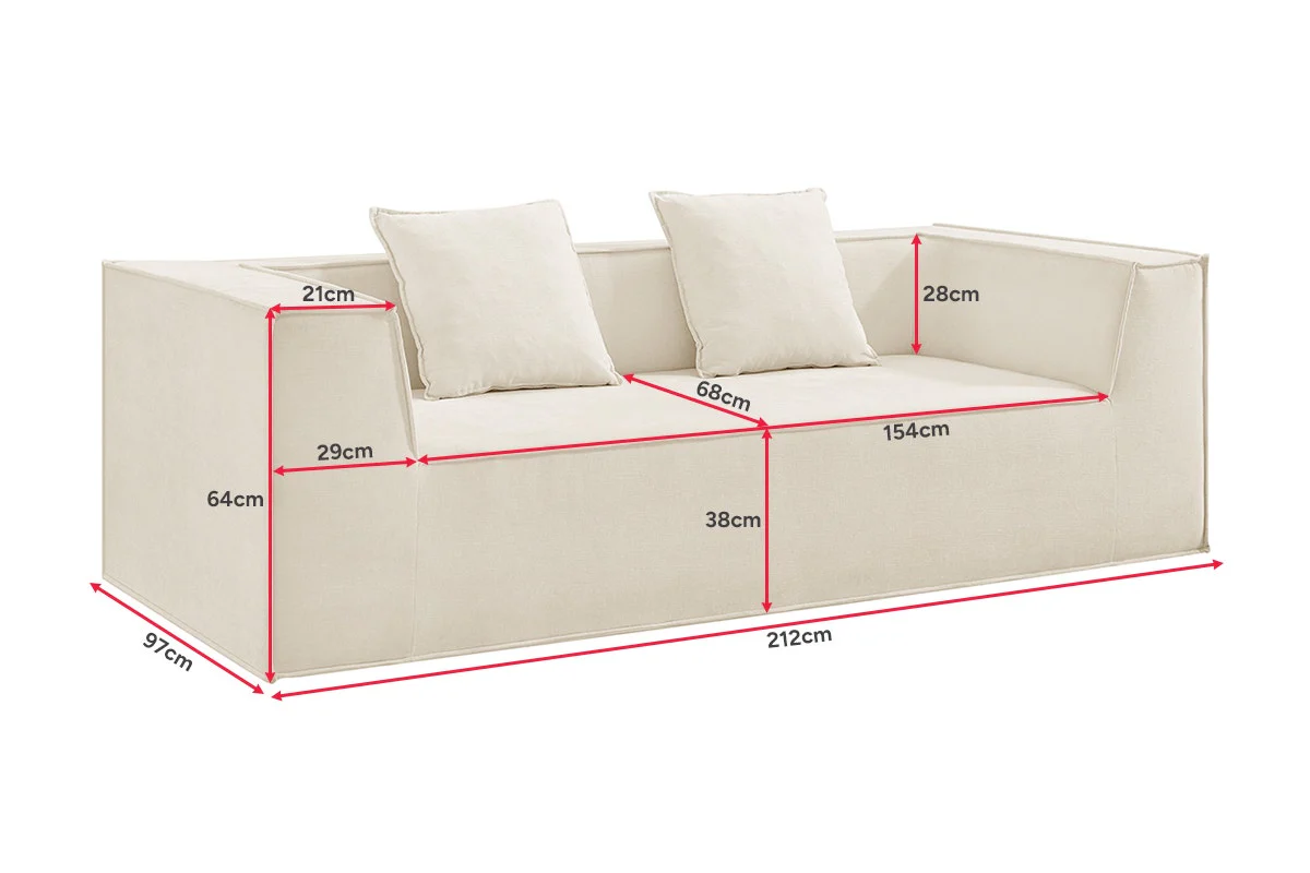 Ovela Softly 2 Seater Compressed Sofa Cream High Density Foam - Image 12