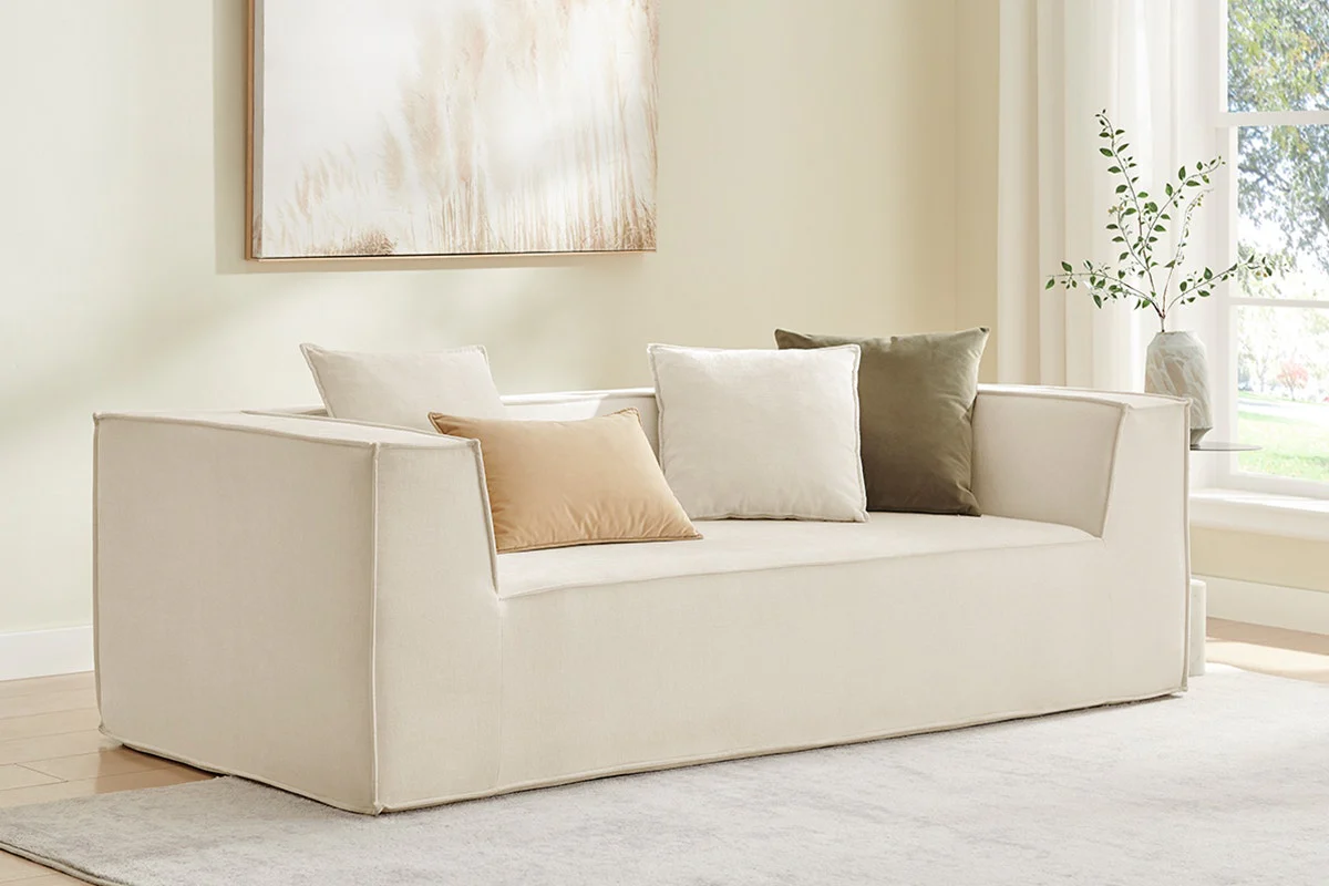 Ovela Softly 2 Seater Compressed Sofa Cream High Density Foam - Image 3