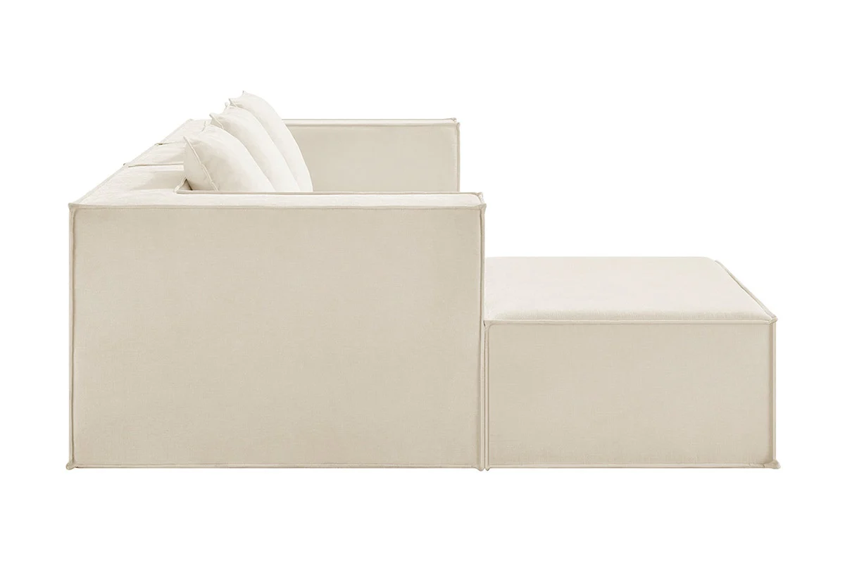 Ovela Softly 3 Seater Modular Sofa Cream with Ottoman - Image 7