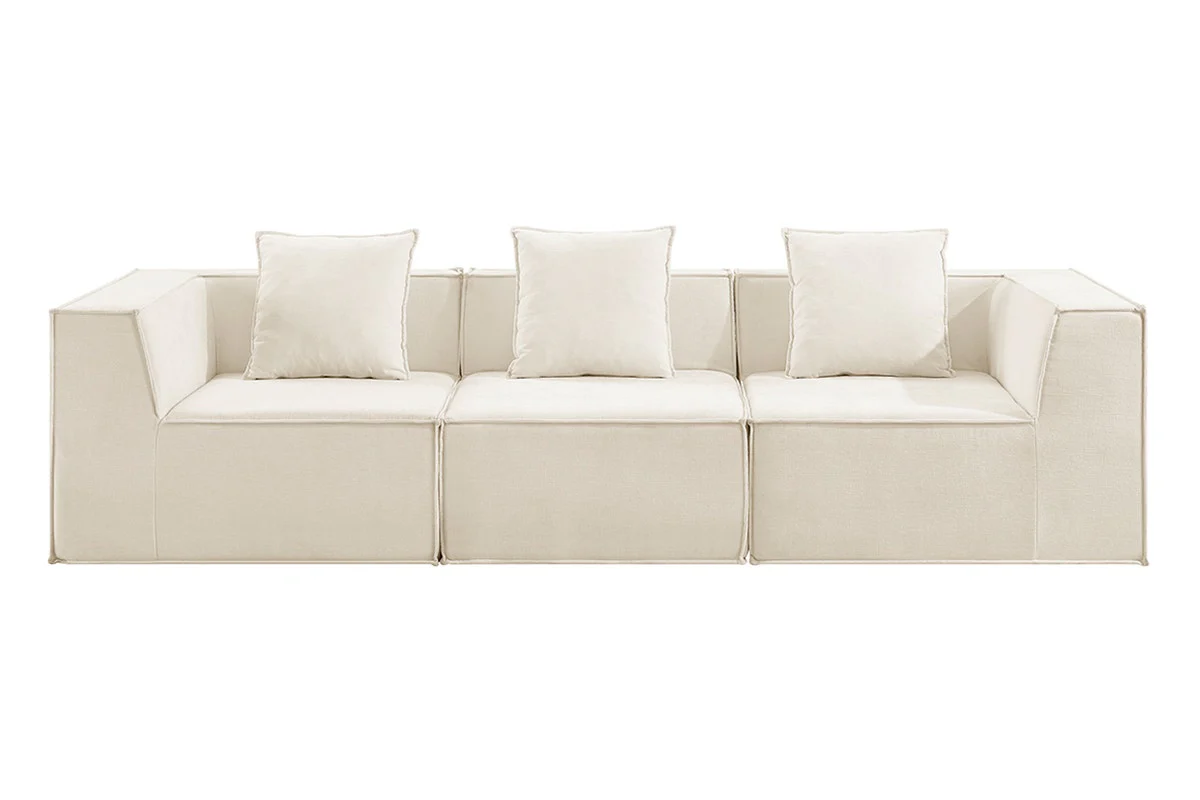 Ovela Softly 3 Seater Modular Sofa Cream with Ottoman - Image 8