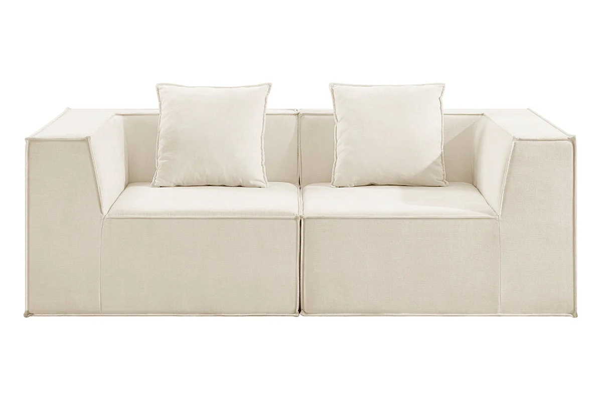 Ovela Softly 3 Seater Modular Sofa Cream with Ottoman - Image 9