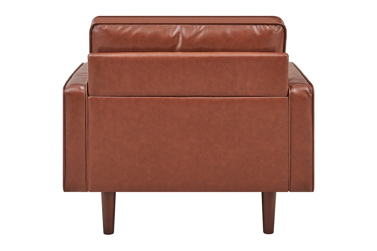 Ovela Stockholm Faux Leather Armchair Tan PU Accent Chair - Image 4
