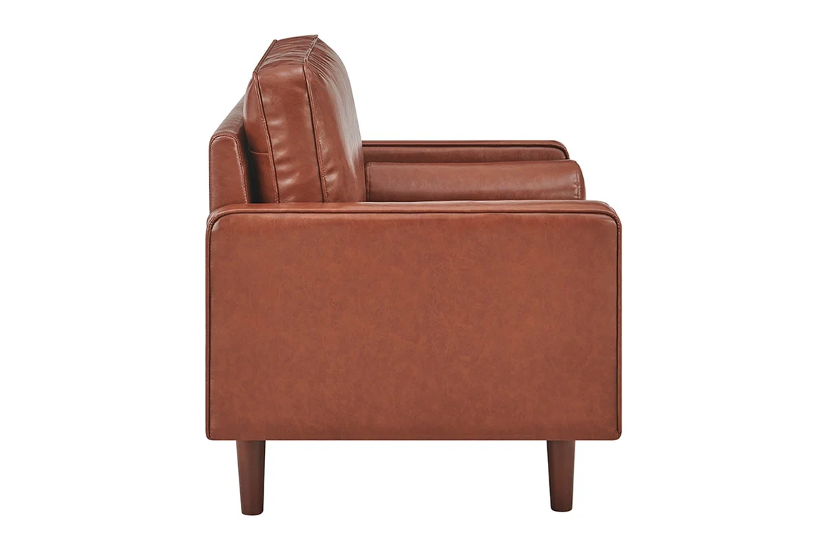 Ovela Stockholm Faux Leather Armchair Tan PU Accent Chair - Image 5