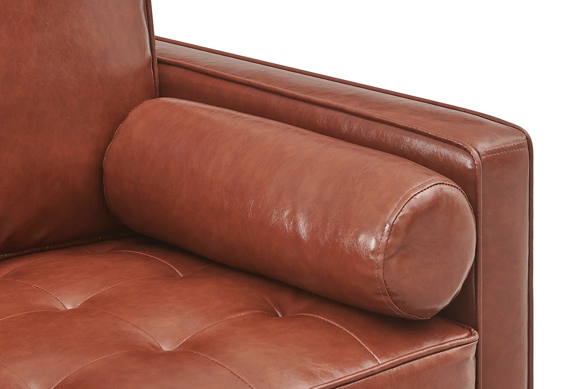 Ovela Stockholm Faux Leather Armchair Tan PU Accent Chair - Image 6
