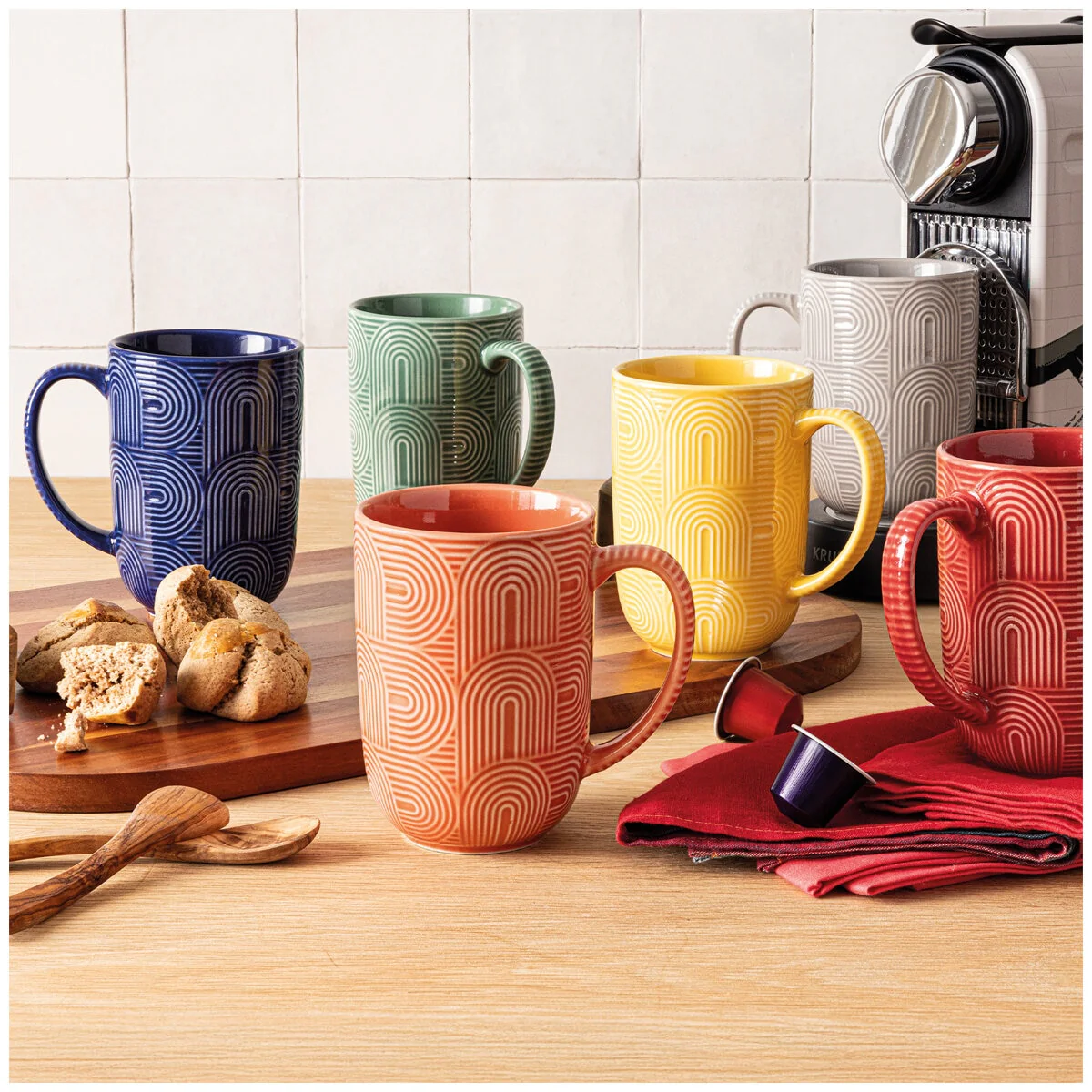 over&back Arch Mugs 480ml Capacity Stoneware 6 Pack Assorted - Image 3