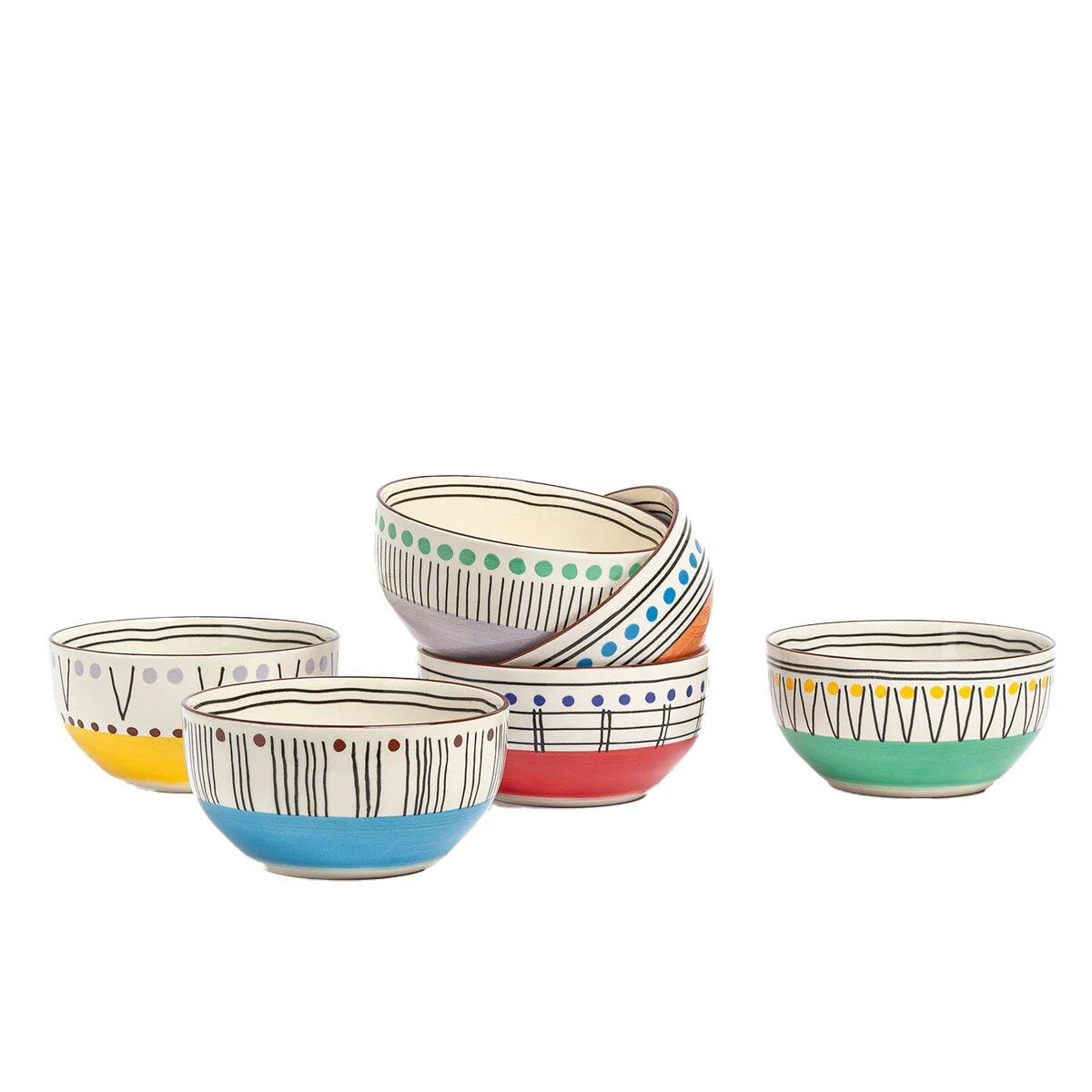 over&back Stardust Stoneware Bowls 6 Piece Set Stylish Capacity 650ml - Image 2