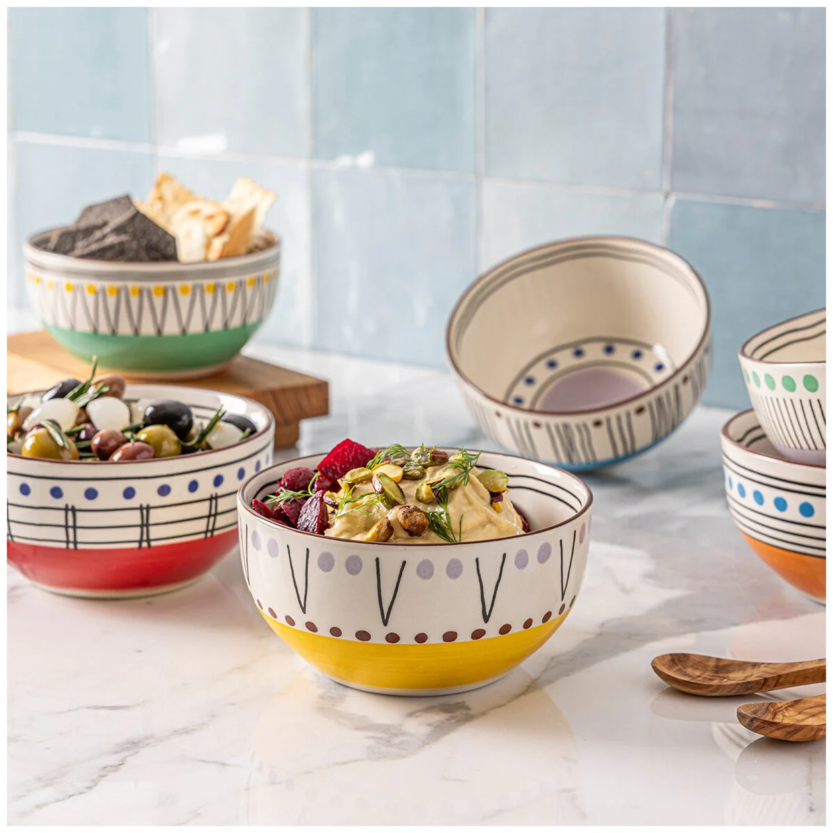 over&back Stardust Stoneware Bowls 6 Piece Set Stylish Capacity 650ml - Image 5