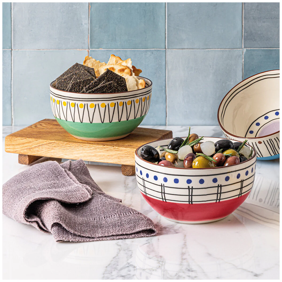 over&back Stardust Stoneware Bowls 6 Piece Set Stylish Capacity 650ml - Image 6