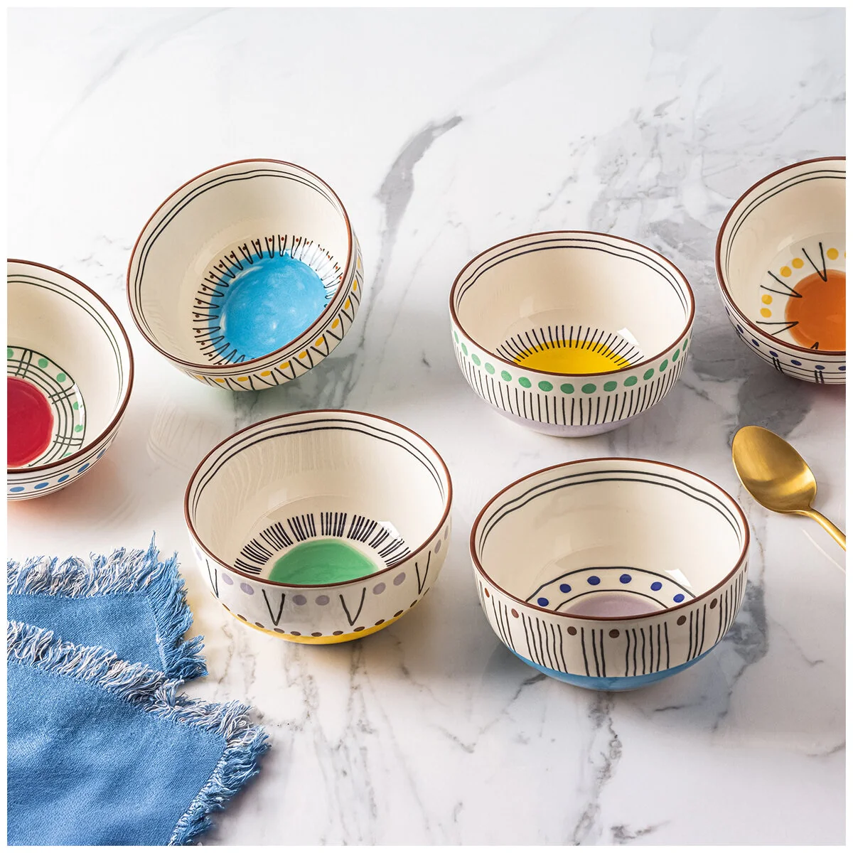 over&back Stardust Stoneware Bowls 6 Piece Set Stylish Capacity 650ml - Image 8
