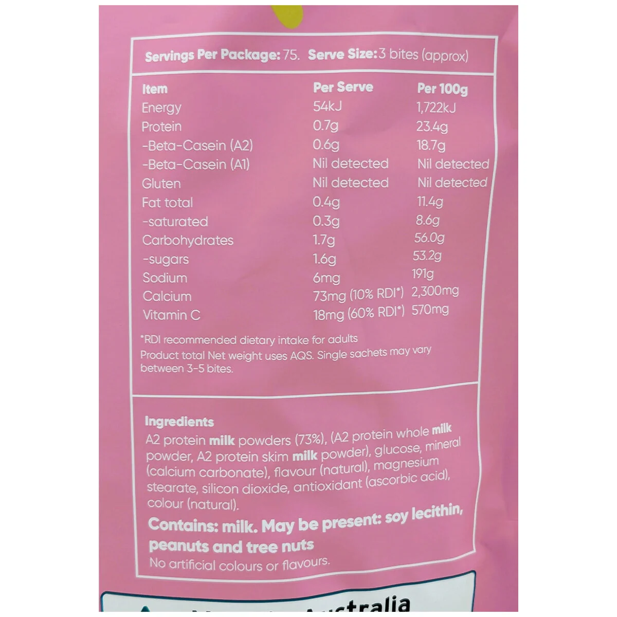 Ozi Choice A2 Milky Bites 300g Strawberry Cow-Shaped Calcium Bites - Image 3