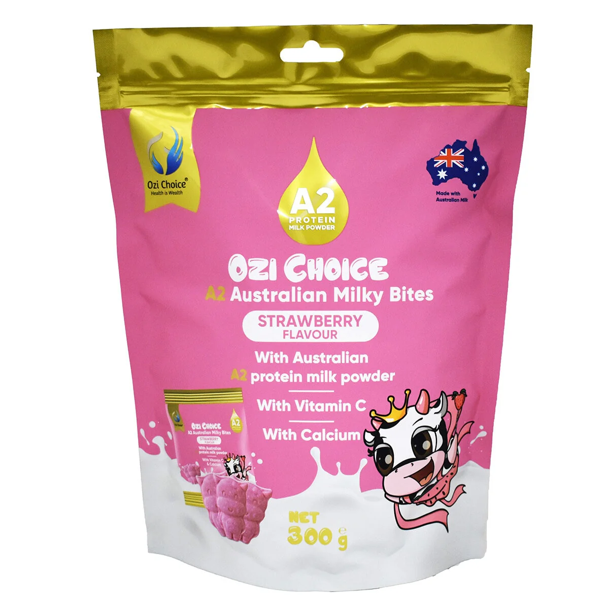 Ozi Choice A2 Milky Bites 300g Strawberry Cow-Shaped Calcium Bites - Image 4