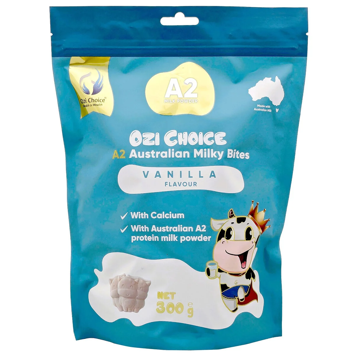 Ozi Choice A2 Milky Bites Vanilla 300g Australian Cow-Shaped Calcium Bites