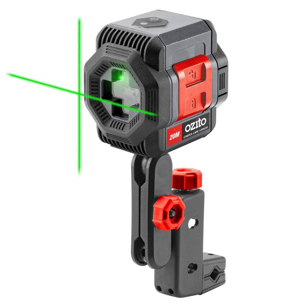Ozito 20m Green Cross Line Laser LCL 20G - Auto Levelling - Adjustable Clamp