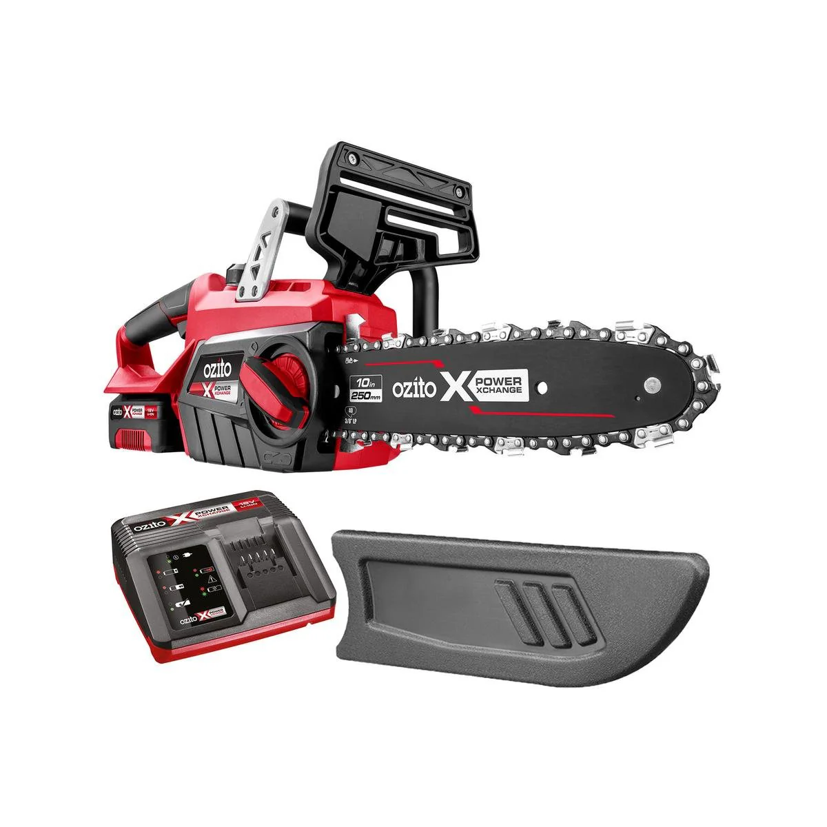 Ozito Cordless Chainsaw Kit - 250mm - Metal - Safety Chain Brake