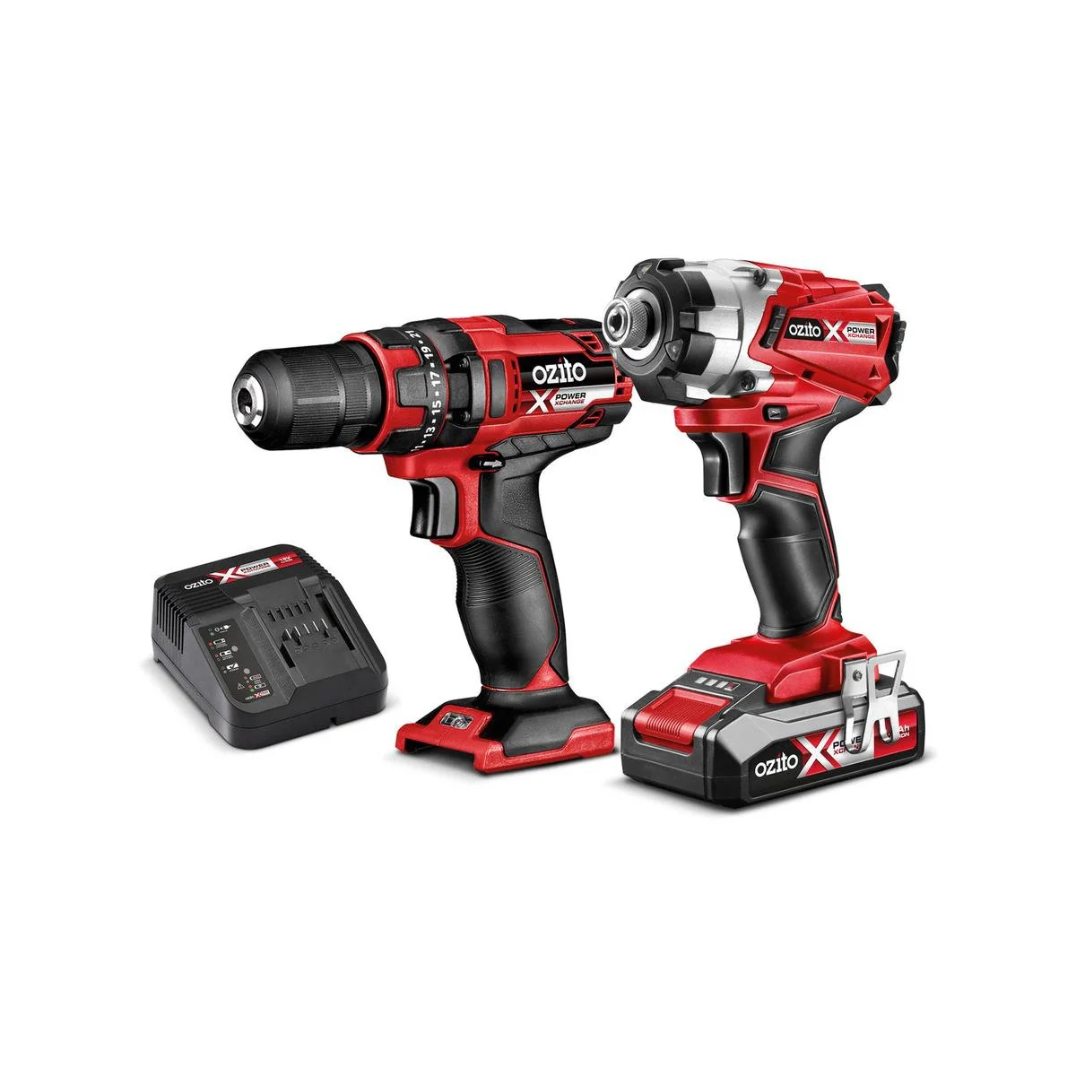 Ozito Cordless Compact Drill & Impact Driver Kit - 18V - Plastic - DIY Use