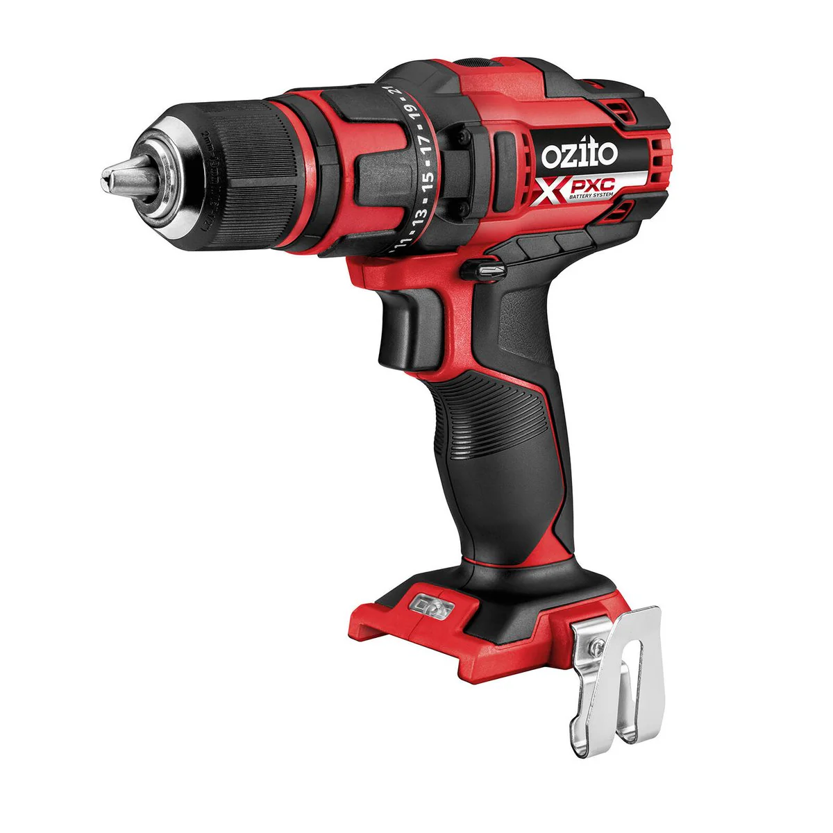 Ozito Pxc 18V Cordless Drill Driver 13mm - Red Black Silver - Skin Only - Image 2