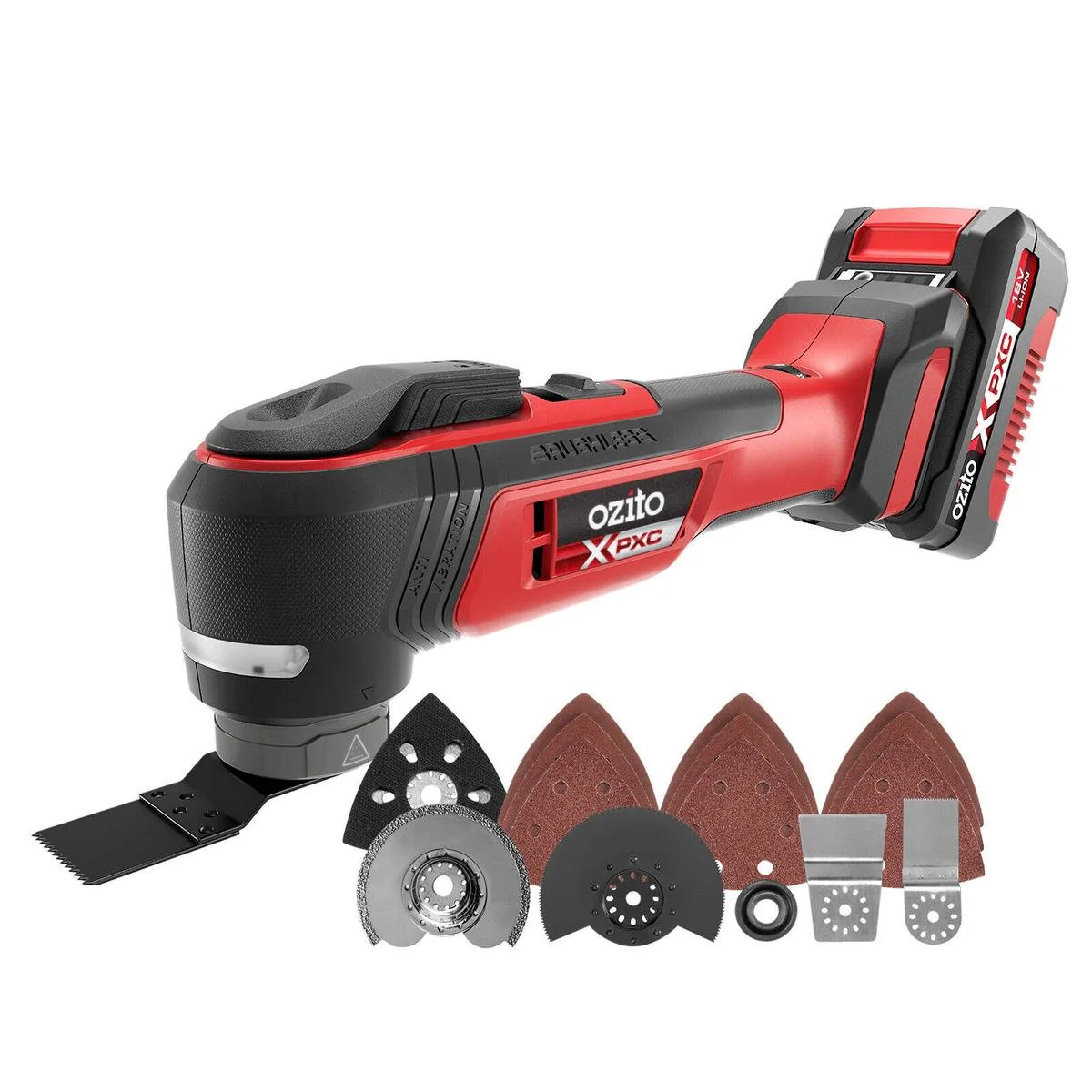 Ozito PXC 18V Brushless Multi Function Tool - 344mm x 97mm x 156mm - Versatile Cutting & Sanding Tool