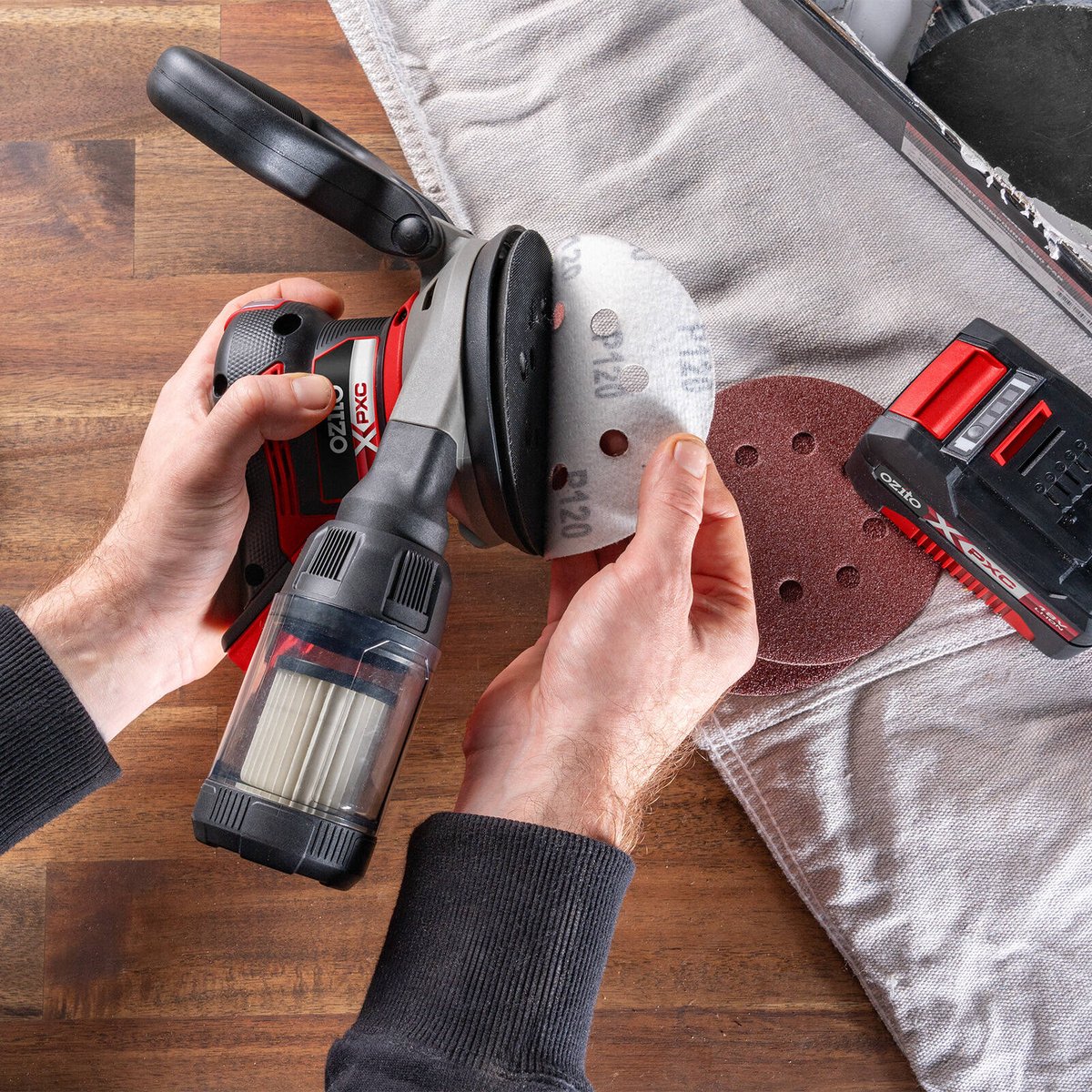 Ozito PXC 18V Brushless Random Orbital Sander PXBROS 125 - 277mm x 150mm - Efficient Material Removal - Image 3
